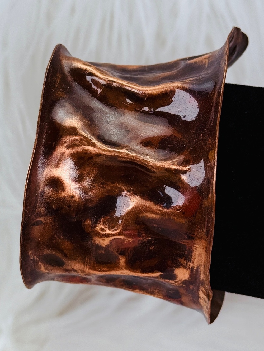 Unique Coppertone brutalist wide band cuff bracelet